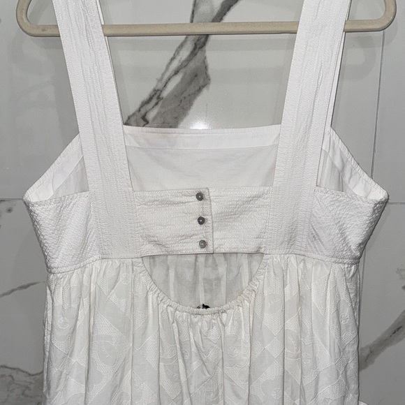 NWT Madewell White Floral Embroidered Textured Cutout Back Midi Dress - Picture 10 of 12